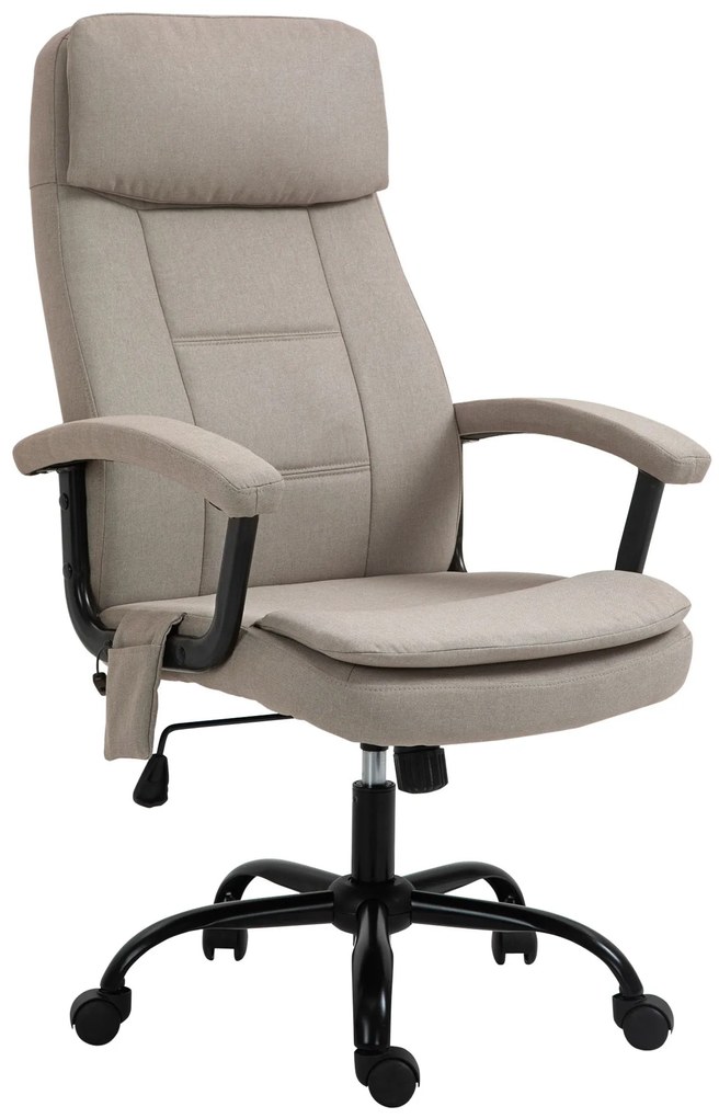 Vinsetto Scaun de birou cu funcție de masaj, scaun de gaming reglabil în înălțime cu funcție de masaj, scaun ergonomic de birou, scaun de masaj pentru coloana lombară cu senzație de in/out, Bej 63 x 70 x 112-121 cm | Aosom Romania