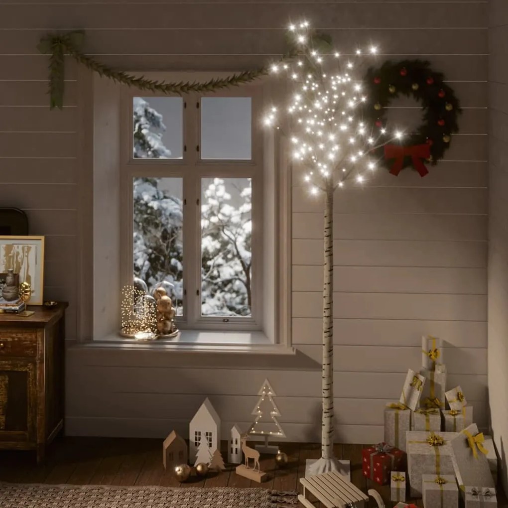 vidaXL Pom Crăciun 200 LED-uri alb rece 2,2 m salcie interior/exterior