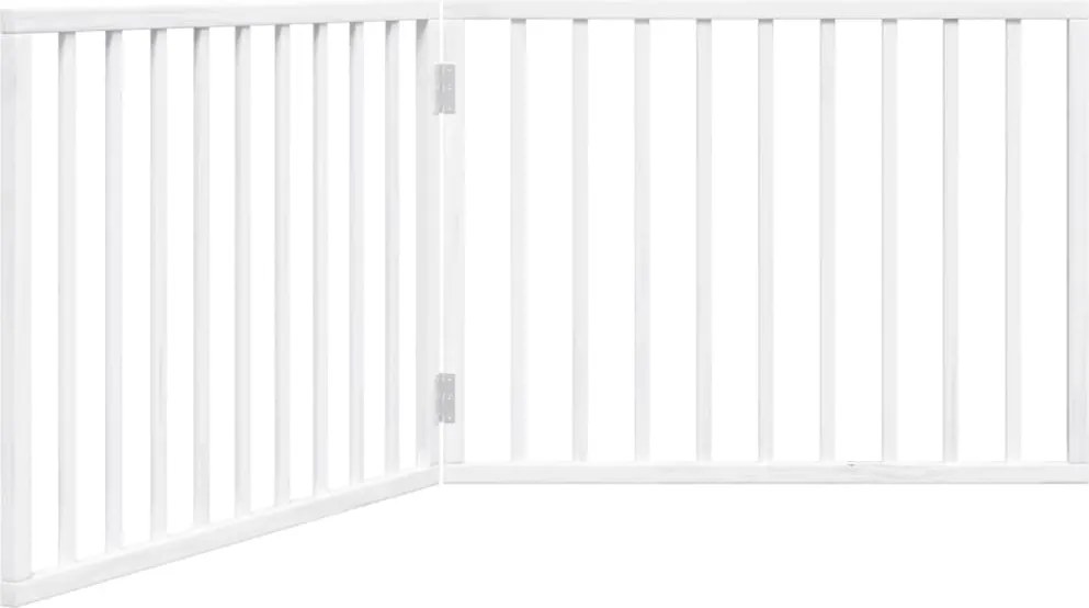 vidaXL Poartă de acces pentru câini pliabilă, 2 panouri, albă, 160 cm, lemn de plop