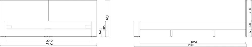 Pat matrimonial în culoare naturală din placă aglomerată de lemn/din placaj cu aspect de lemn de stejar cu somieră 200x200 cm Valt – noo.ma