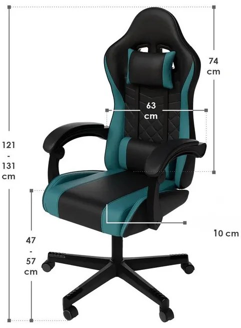 Juskys Scaun de birou HyperSeat - negru/turcoaz