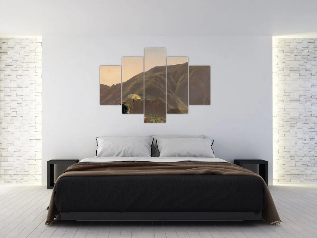 Tablou - Jules Coignet, View of Bozen with a Painter, reproducere (150x105 cm)