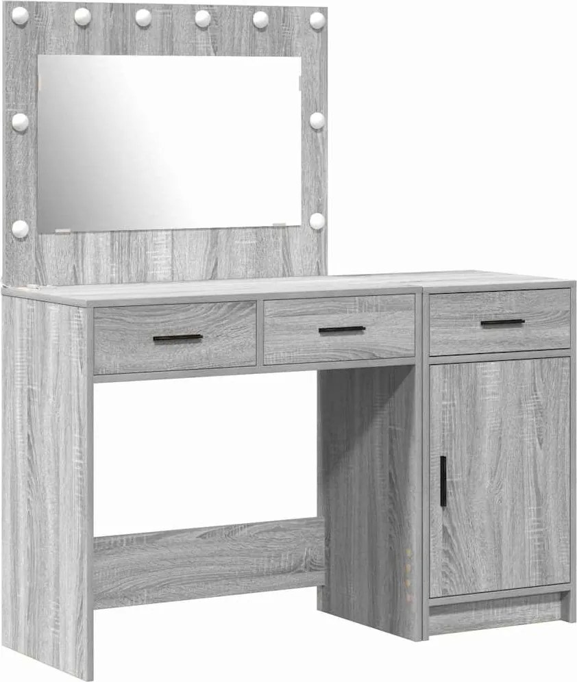 vidaXL Masă de Machiaj cu ușă 2 pcs Gri 40 x 41 x 75 cm Lemn compozit