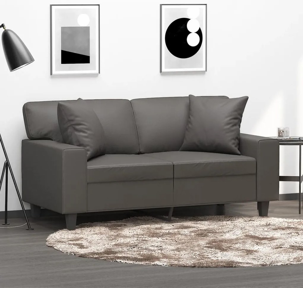vidaXL Perne decorative, 2 buc., gri, 40x40 cm, piele ecologică