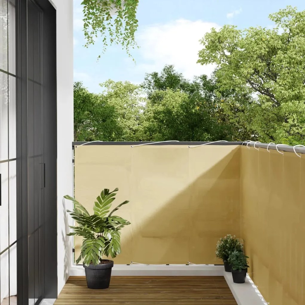 vidaXL Paravan de balcon, nisipiu, 120x400 cm, 100% poliester oxford