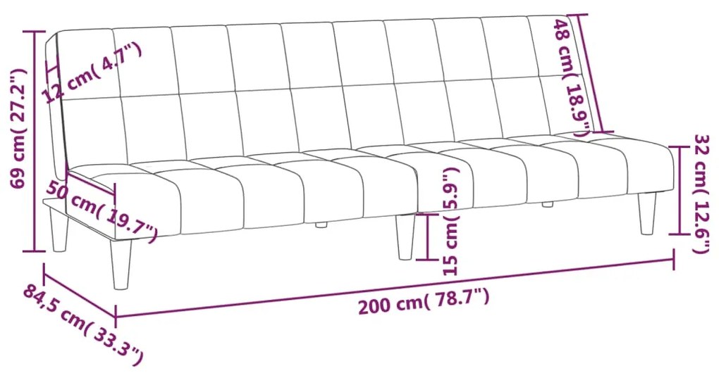 Canapea extensibila cu 2 locuri, verde deschis, catifea Lysegronn, Fara suport de picioare