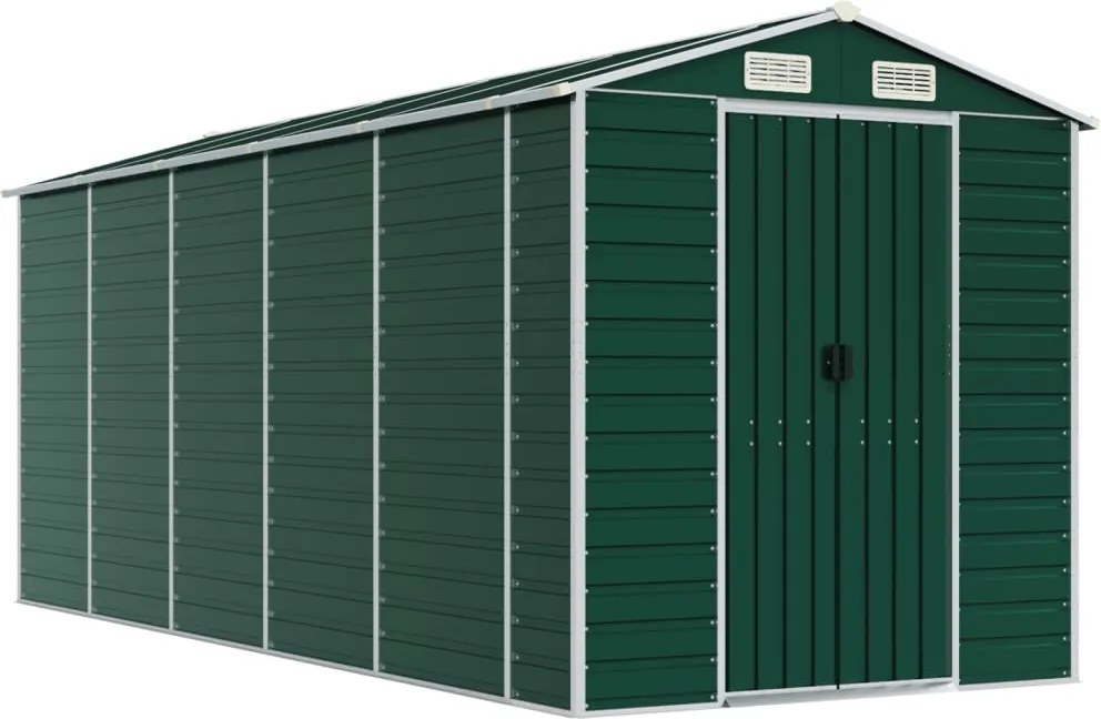 vidaXL Șopron de grădină, verde, 191x470x198 cm, oțel zincat