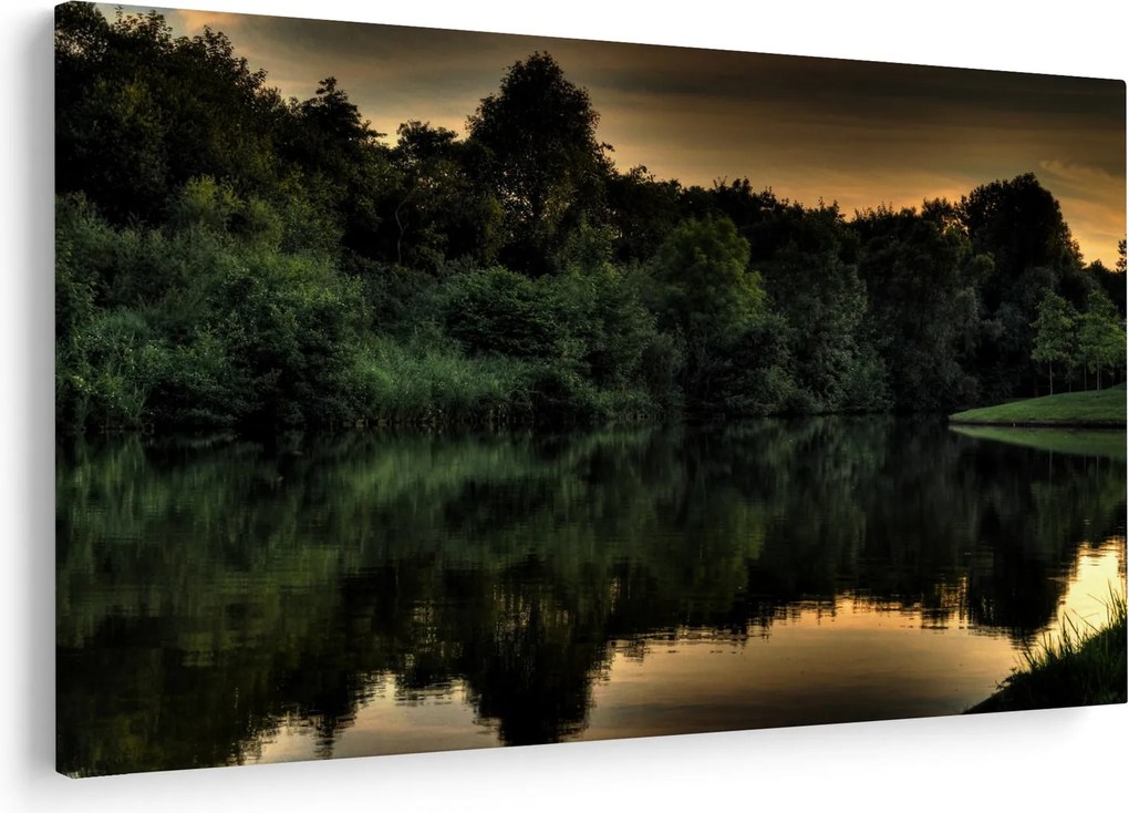Tablou cu lac în pădure (90x60 cm)