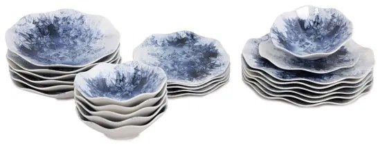 Set de veselă 24 piese din porțelan, albastru