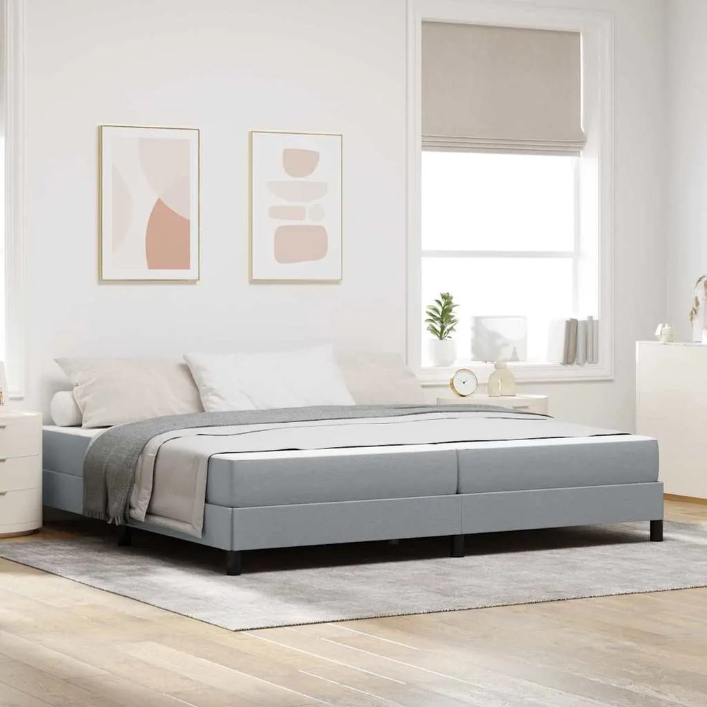 vidaXL Pat cu arcuri Altele Gri deschis 200 x 200 cm țesătură