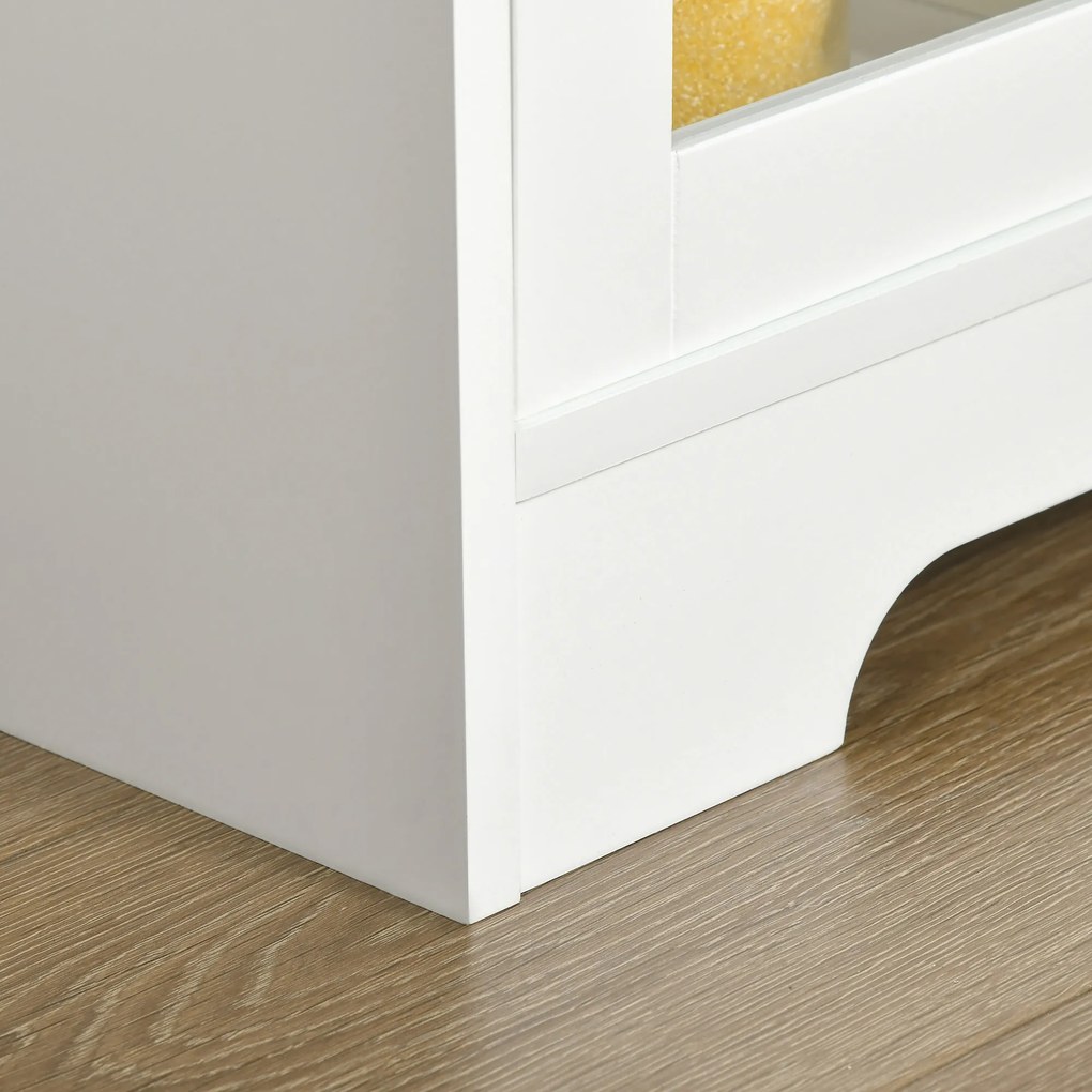 HOMCOM Dulap pentru cuptor cu microunde, bufet bucătărie, dulap de depozitare, pentru bucătărie, sală de mese 90 x 40 x 82 cm sticlă securizată și lemn, alb | Aosom Romania