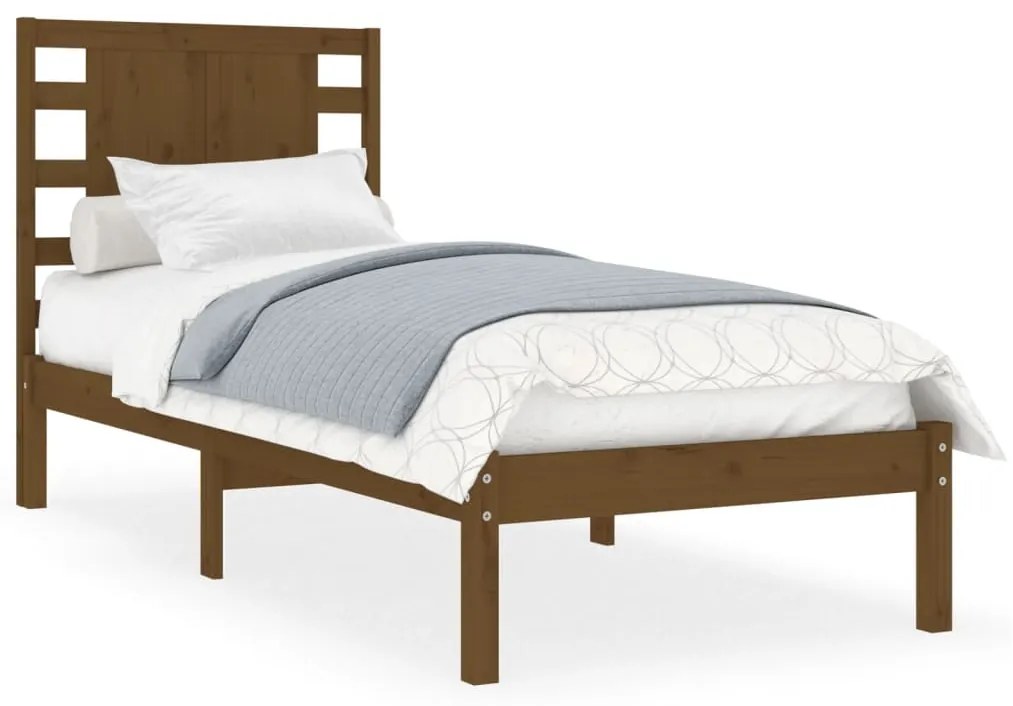 3104181 vidaXL Cadru de pat mic single, maro miere, 75x190 cm, lemn masiv