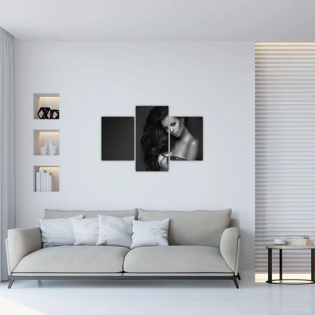 Tablou - Portretul unei femei seducătoare, alb-negru (90x60 cm)