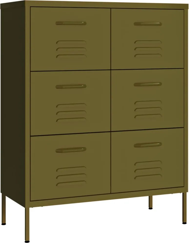 vidaXL Dulap cu sertare, verde măsliniu, 80x35x101,5 cm, oțel