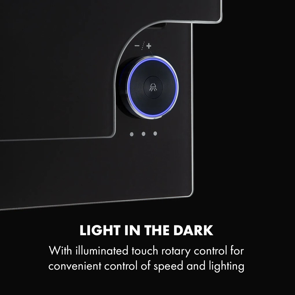 Klarstein Amelia, hotă, 123 W, 60 x 47 x 23,5 cm, comandă tactilă LED, neagră