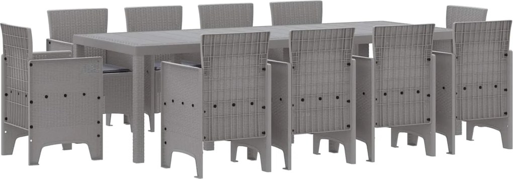 vidaXL Set de masă pentru grădină 11 pcs Gri deschis Polipropilenă
