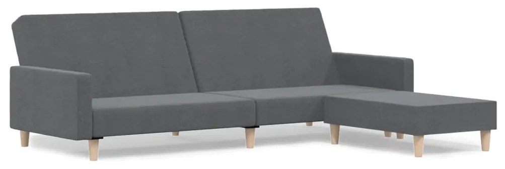 3080477 vidaXL Canapea extensibilă cu taburet, 2 locuri, gri deschis, textil