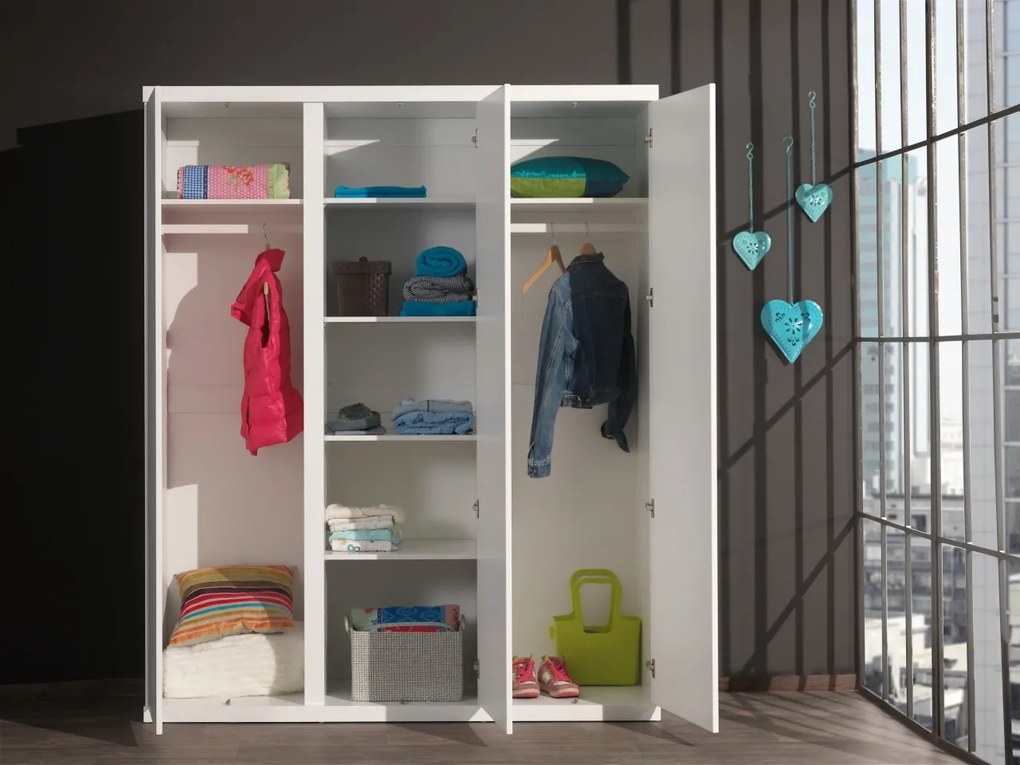 Dulap Lara cu 3 Uși, pentru Camera Copii, Alb – Vipack