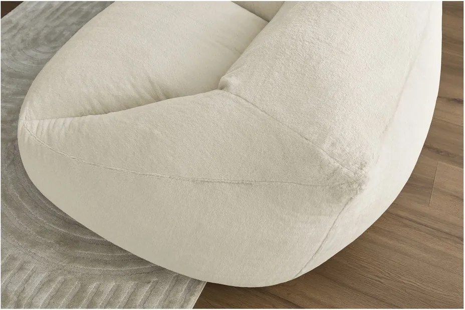 Fotoliu bean bag crem cu tapițerie din blană artificială Lilibet – Bobochic Paris