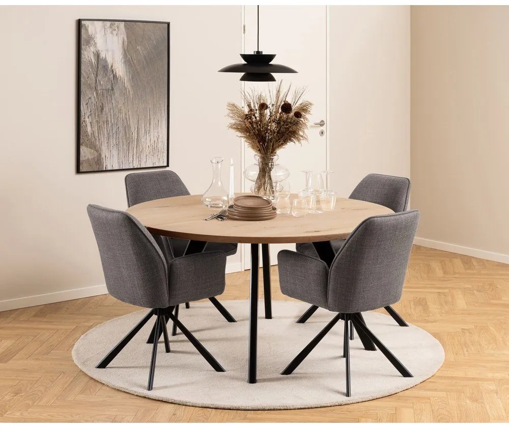 Set de scaune de sufragerie gri deschis cu cotiere 2 buc. tapițat Glenda – Actona