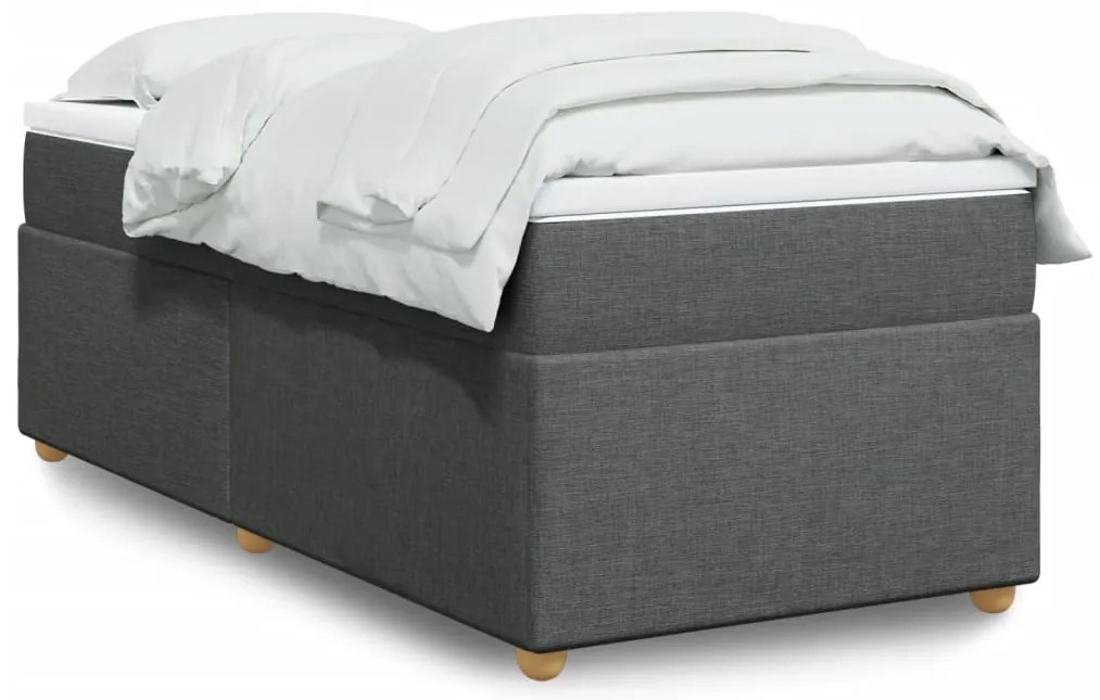 vidaXL Pat box spring cu saltea, gri închis, 80x200 cm, textil