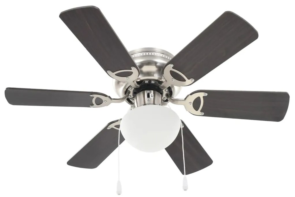 Ventilator tavan decorativ cu iluminare, 82 cm, maro inchis