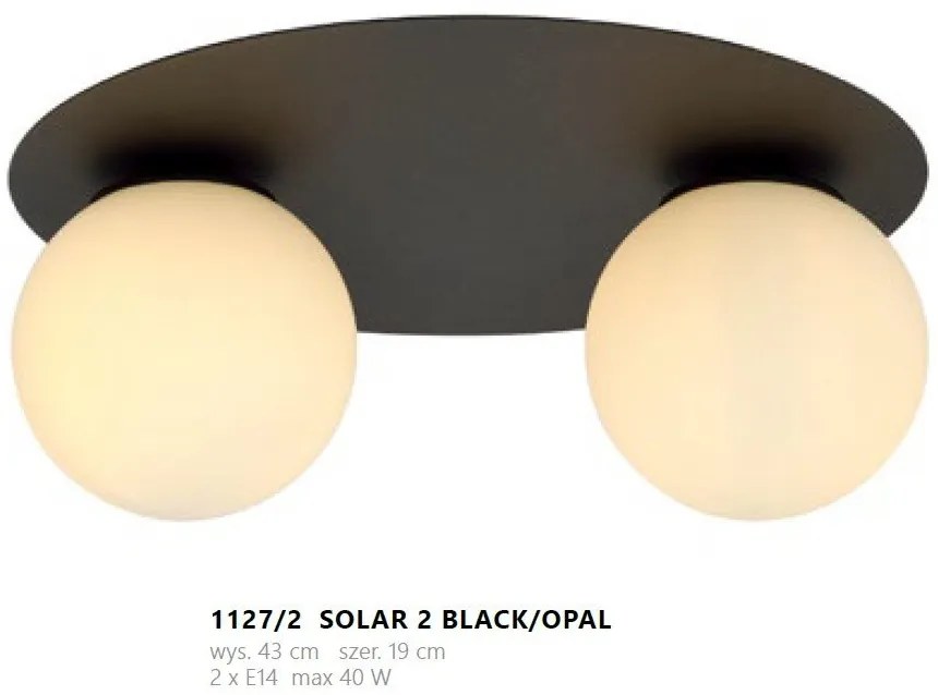 Plafoniera cu 2 surse de iluminat design modern Solar negru