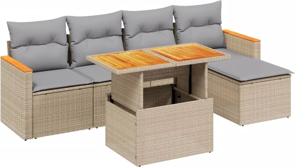 vidaXL Set canapele de grădină cu perne, 6 piese, bej, poliratan