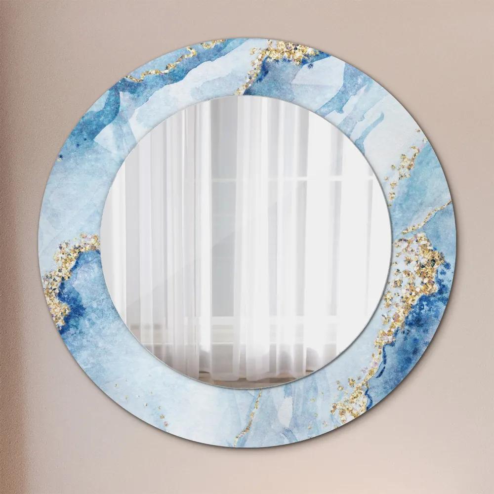 Oglinda rotunda imprimata Aur de marmură albastră