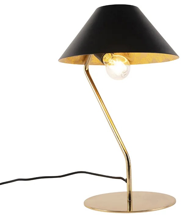 Lampă de masă Art Deco neagră cu interior auriu - Knick
