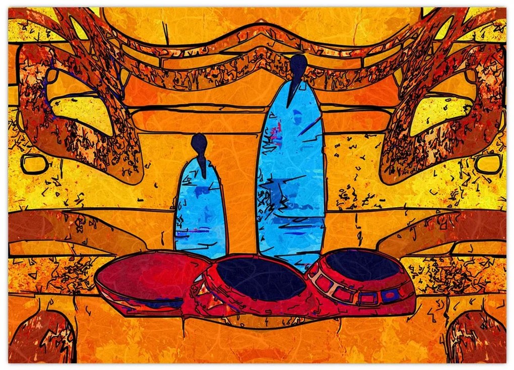 Tablou pe sticlă - Pictură străveche (70x50 cm)