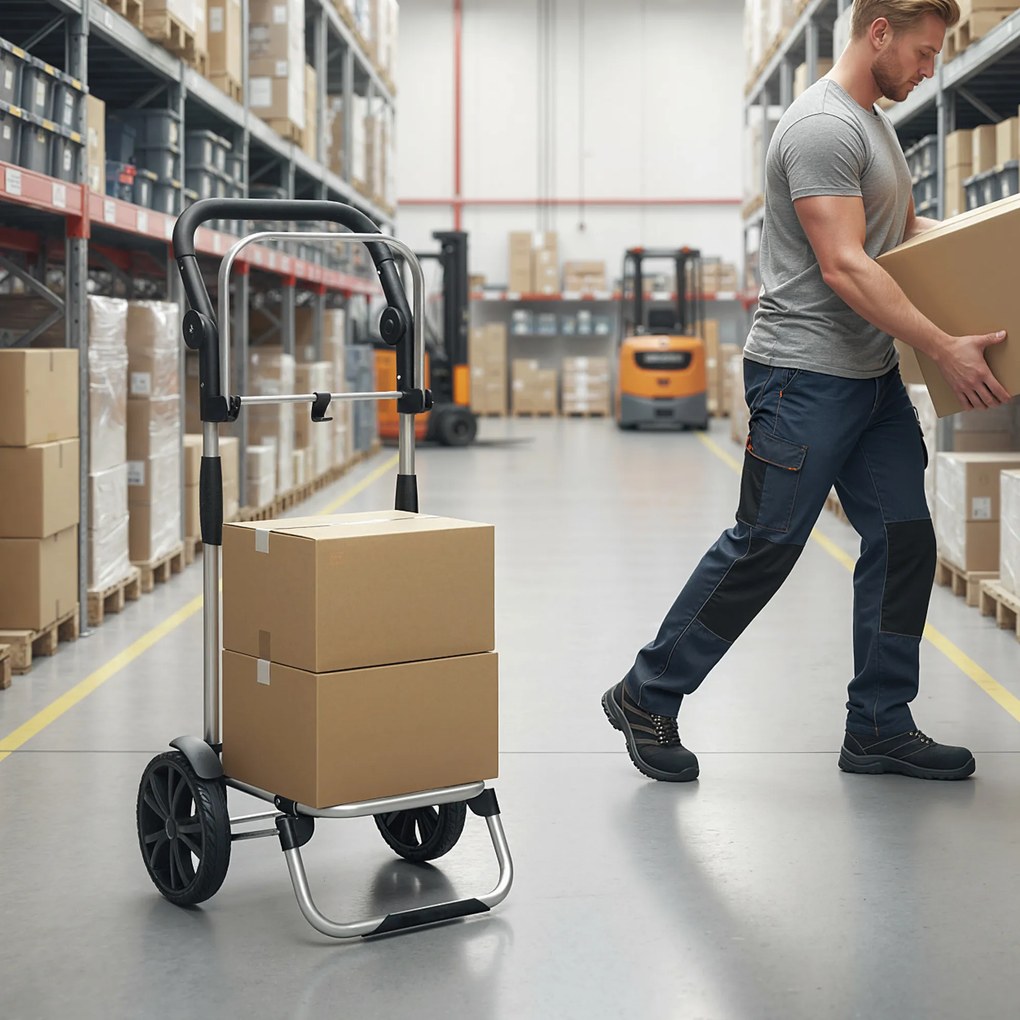 HOMCOM Cărucior de cumpărături pliabil 40 L caddie portabil pe roți cu mâner telescopic, 45,5x35,5x97cm, negru | Aosom Romania