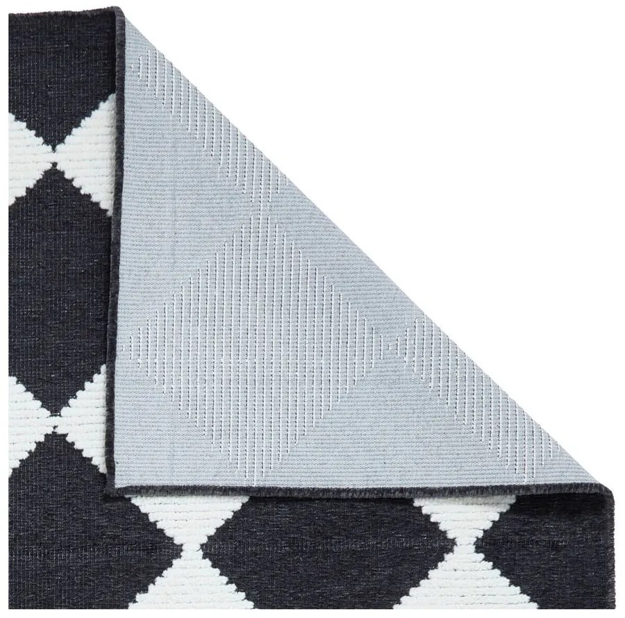 Covor alb-negru lavabil 80x150 cm Lyna Charcoal&amp;White – Think Rugs