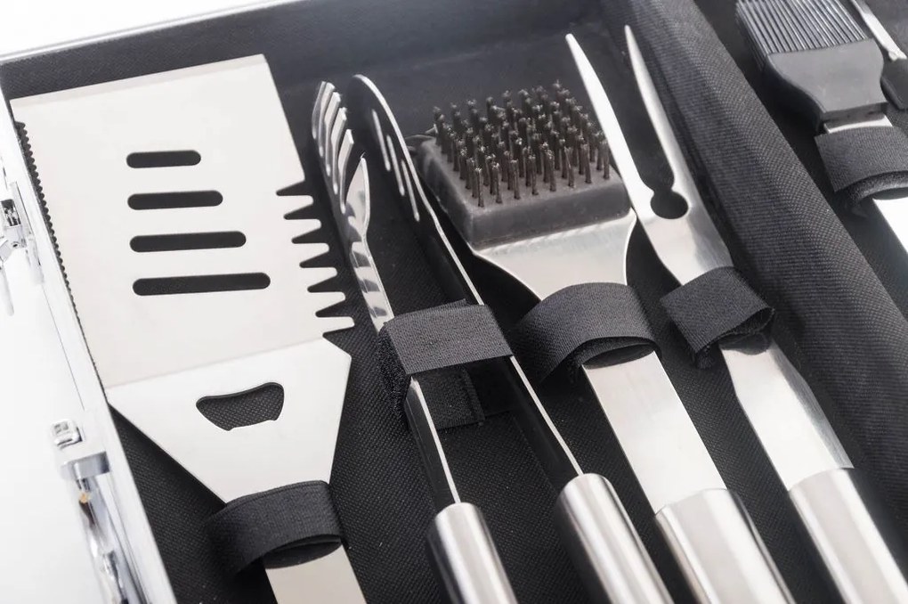 Set de unelte pentru grătar G21, 17 buc, carcasă aluminiu