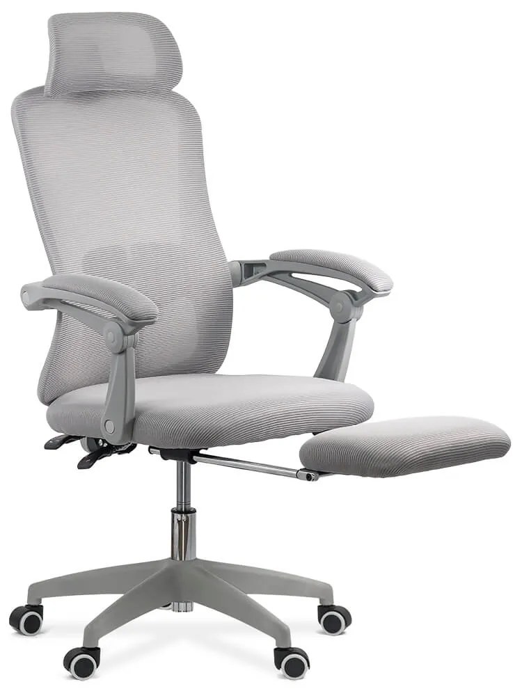 Scaun ergonomic OFF 430 gri, suport picioare și rabatare 135°