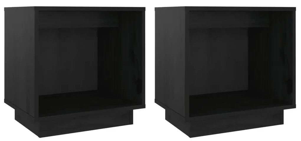 813344 vidaXL Noptiere, 2 buc., negru, 40x30x40 cm, lemn masiv de pin