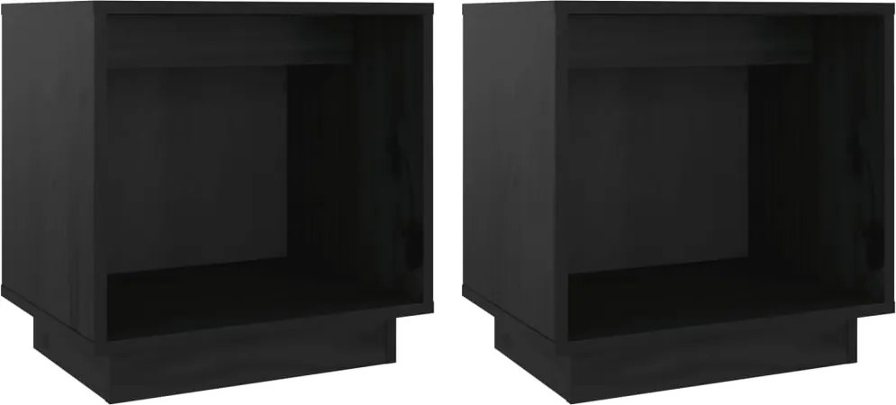 vidaXL Noptiere, 2 buc., negru, 40x30x40 cm, lemn masiv de pin