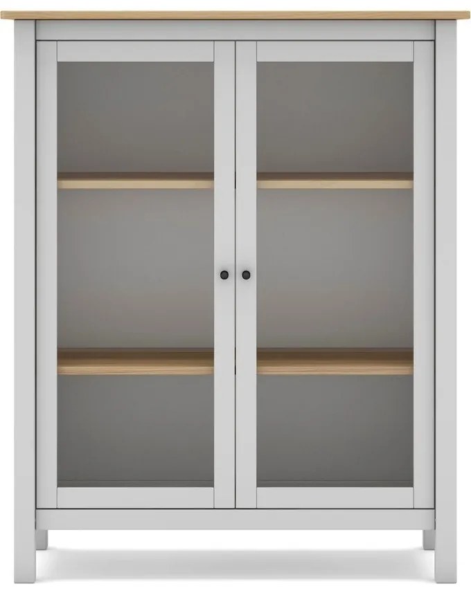 Vitrină alb/natural din lemn de pin 90x110 cm Misti – Marckeric