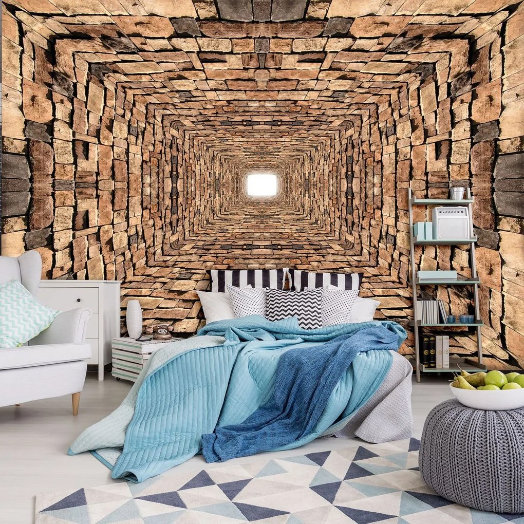 Fototapet - 3D - Tunel din pietre (254x184 cm)