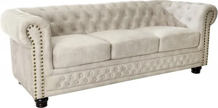 Canapea clasica stil englezesc Chesterfield 3 locuri, sampanie