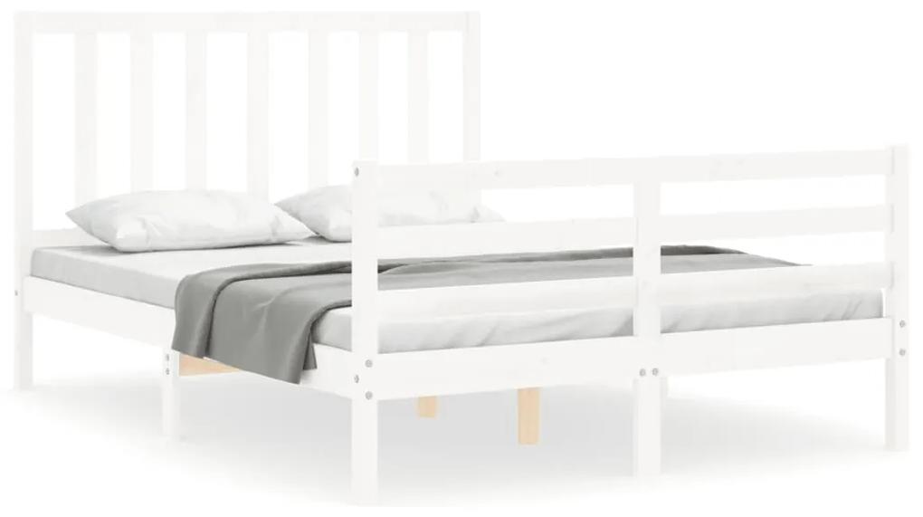 3193827 vidaXL Cadru de pat cu tăblie dublu mic, lemn masiv