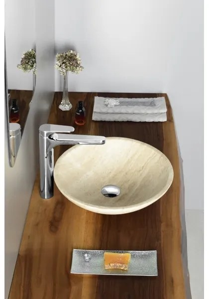 Sapho - Lavoar de blat BLOK Ø 40 cm bej/travertin