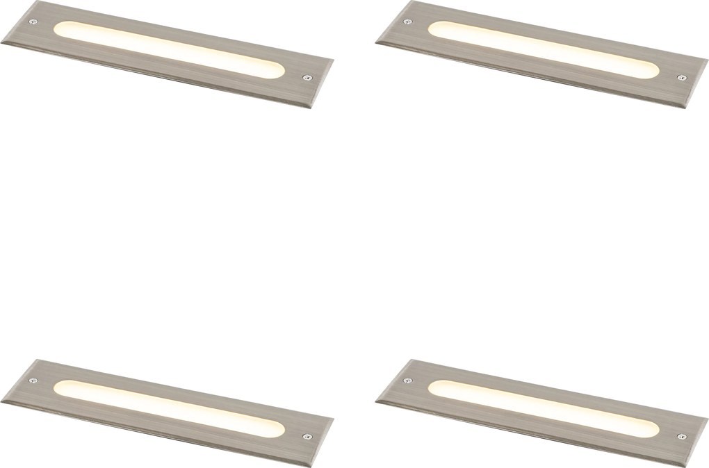 Set de 4 spoturi moderne de sol din oțel 30 cm, inclusiv LED IP65 - Eline