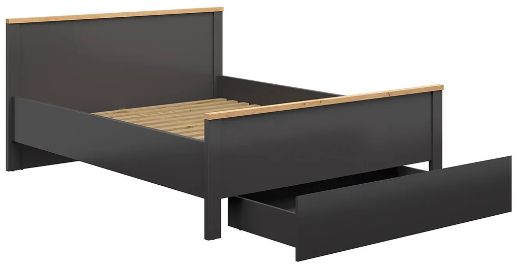 Pat matrimonial 160 cm Hesen LOZ1S/140 (grafit + Stejar artisan). 1062513