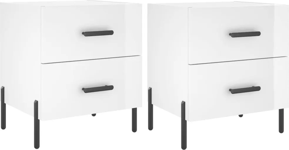 vidaXL Noptiere, 2 buc., alb extralucios, 40x35x47,5 cm, lemn compozit