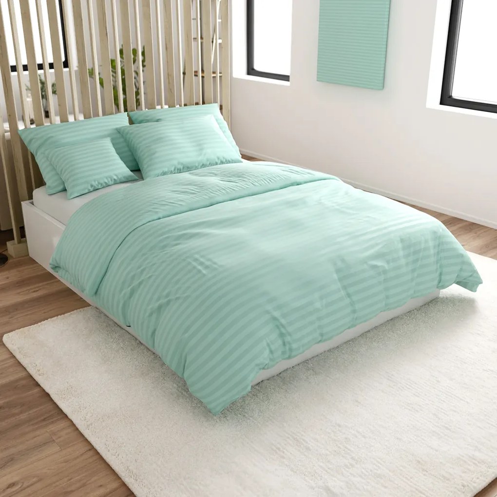 Lenjerie de pat hoteliera din microfibra JASMINE menta - dunga 2 cm Dimensiune lenjerie de pat: 70 x 90 cm | 140 x 220 cm