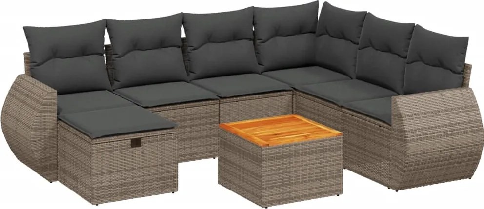 vidaXL Set canapele de grădină cu perne, 8 piese, gri, poliratan