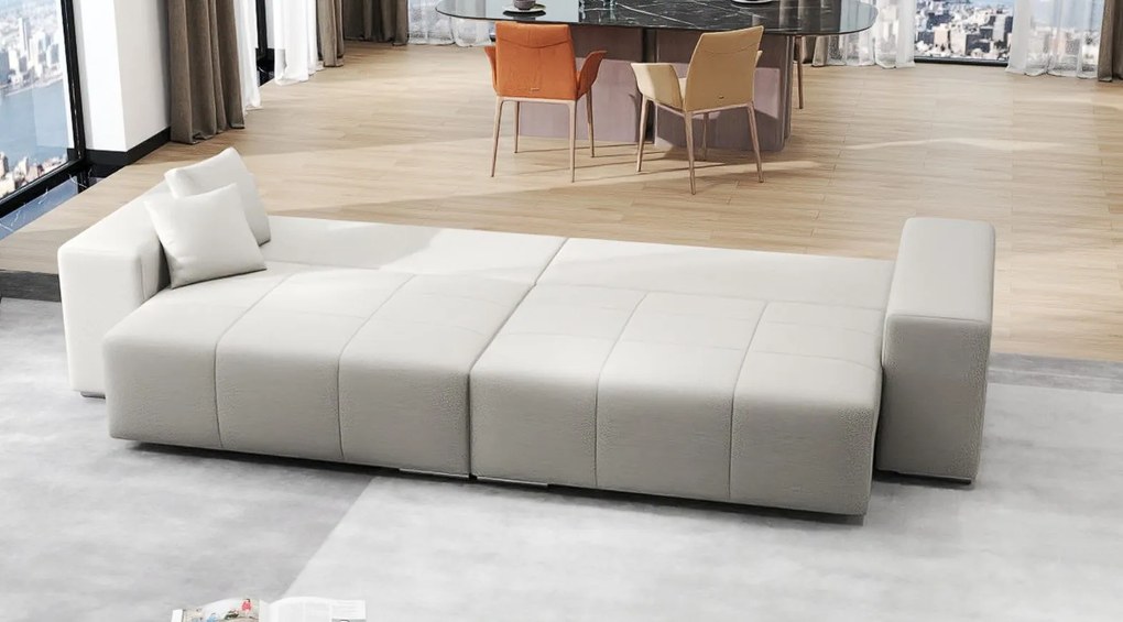 Canapea extensibilă dumonde cu ladă de depozitare si sezut confortabil din spuma high-density, Marbela Enjoy Beige XXL 295x100 cm