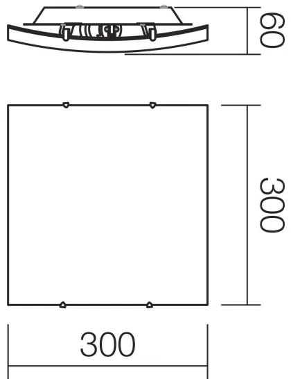 Redo ISIDE 05-904 - Plafonieră 1x E27/42W/230V, 30x30 cm, transparentă