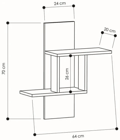 Raft de perete MILL 70x64 cm antracit